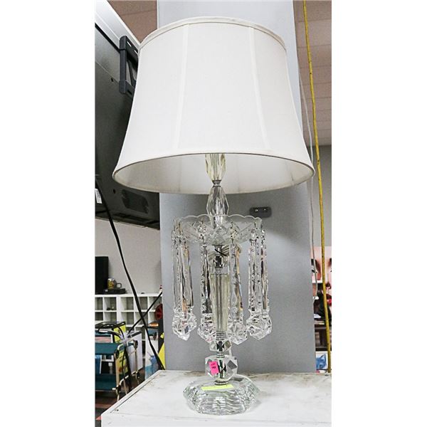 CRYSTAL GLASS TEARDROP TABLE LAMP 27" TALL
