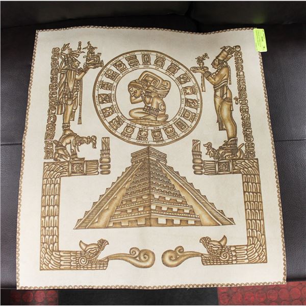 HANDMADE LEATHER MAYAN CALANDER WALL HANGING