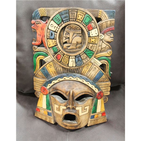 WOOD MAYAN MASK WALL HANGING