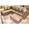 Image 1 : NEW BROWN LEATHERETTE L SHAPE SECTION WITH