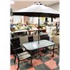 Image 1 : PATIO TABLE,4 CHAIRS,UMBRELLA WITH IRON BASE