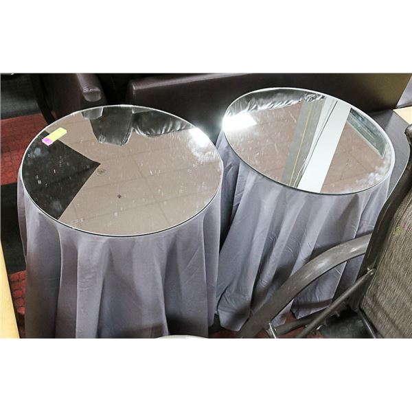 DECORATIVE SIDE TABLE WITH SKIRT AND MIRROR