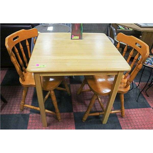 WOOD DINING TABLE WITH TWO CHAIRS