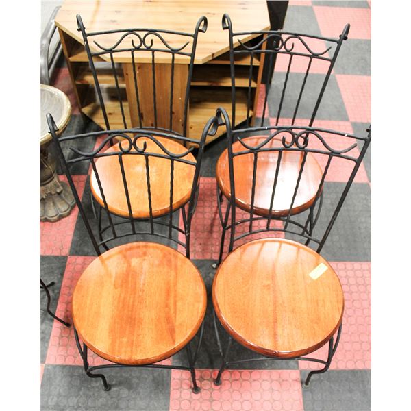 SET OF 4 METAL AND WOOD BISTRO CHAIRS -