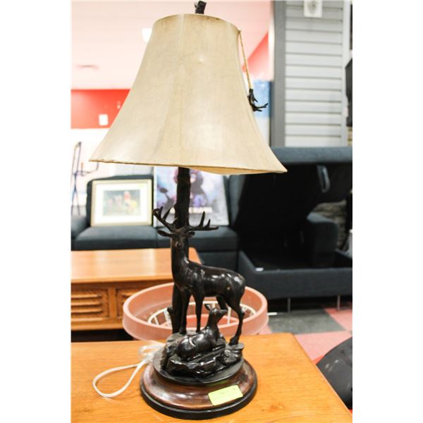 VINTAGE WOODEN DEER LAMP 34" TALL