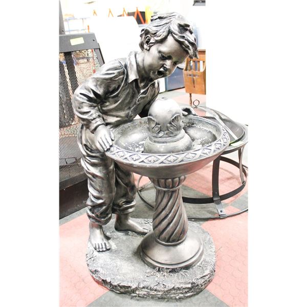 CERAMIC BOY BIRD BATH STATUE 37" TALL