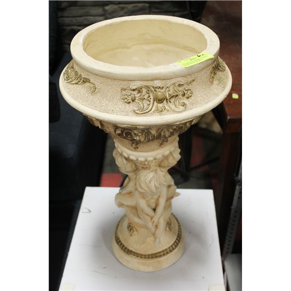 DECORATIVE CERAMIC CHERUB RAISED PLANTER WITH
