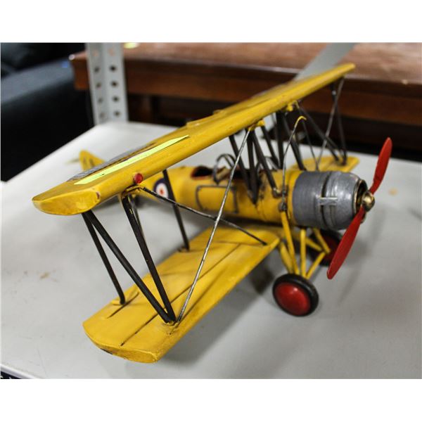 YELLOW BI PLANE METAL AIRPLANE