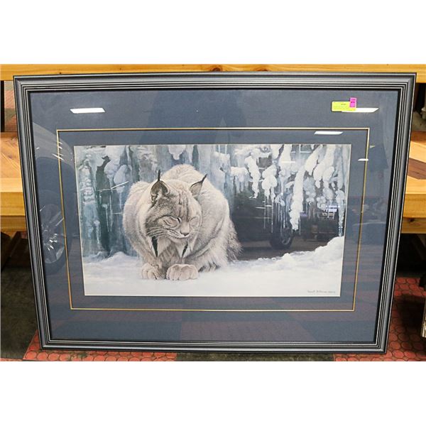 ROBERT BATEMAN DOZING LYNX LARGE DOUBLE MAT PRINT