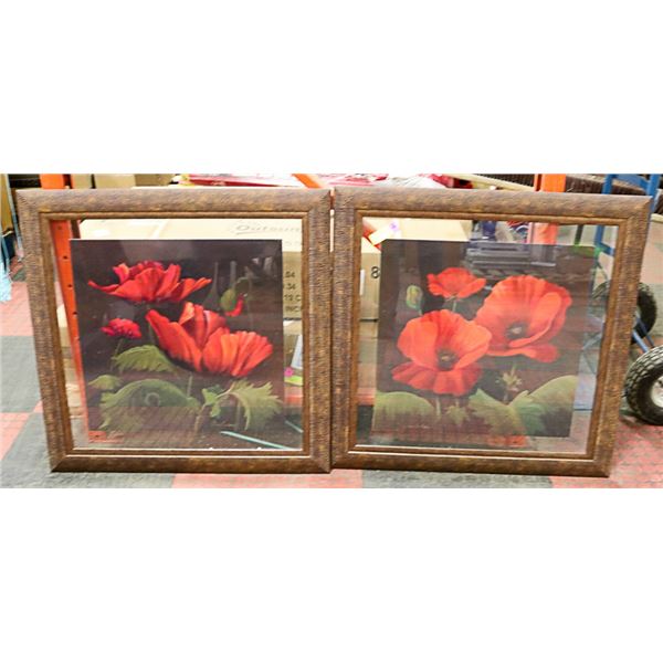 LOT OF 2 FLOWER PICTURES (29" SQUARE)