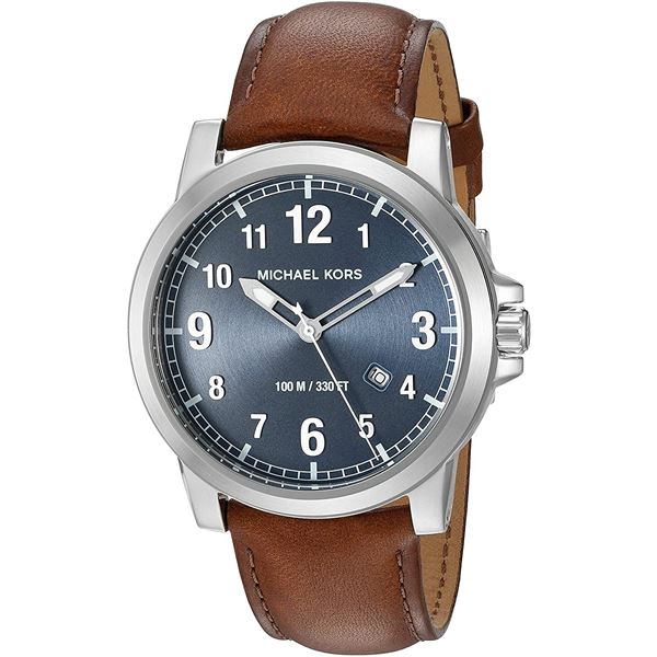 NEW MICHAEL KORS BLUE DIAL/BROWN BAND MSRP $275