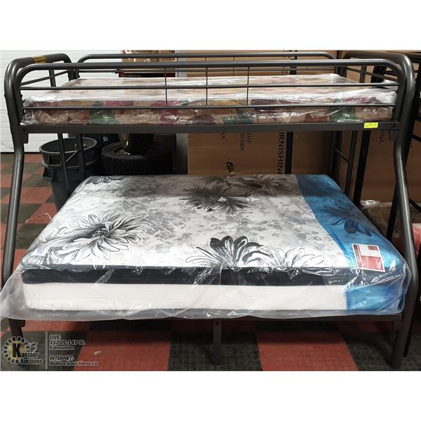 NEW GREY METAL SINGLE/DOUBLE BUNKBED