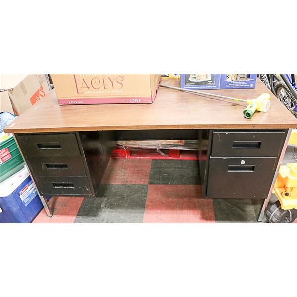 METAL & WOOD TONE OFFICE DESK