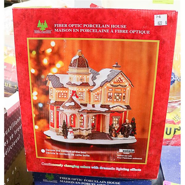 HE FIBER OPTIC PORCELAIN GINGERBREAD HOUSE