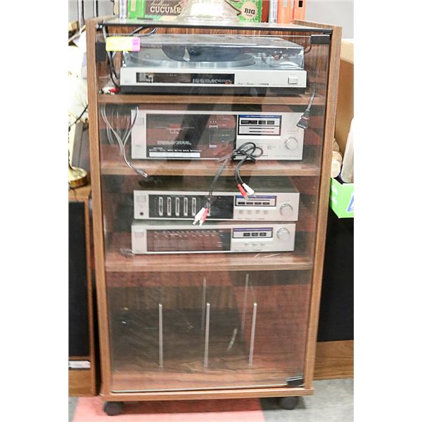 FISHER TURNTABLE IN CABINET WITH RADIO RECEIVER