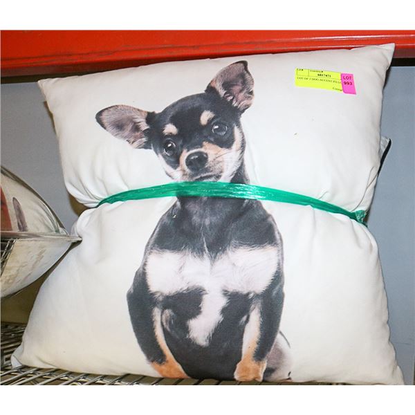 LOT OF 2 DOG ACCENT PILLOWS