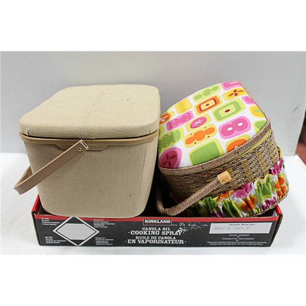 2 SEWING BASKETS 1 NEW/1 USED