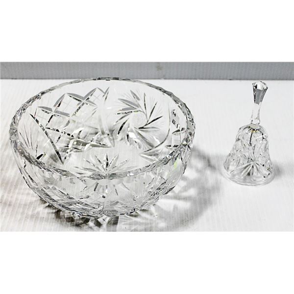 PINWHEEL CRYSTAL BOWL & BELL