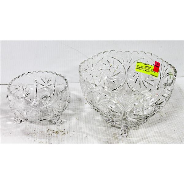 PINWHEEL CRYSTAL 2 FOOTED BOWLS-5-1/2" & 8-1/2"