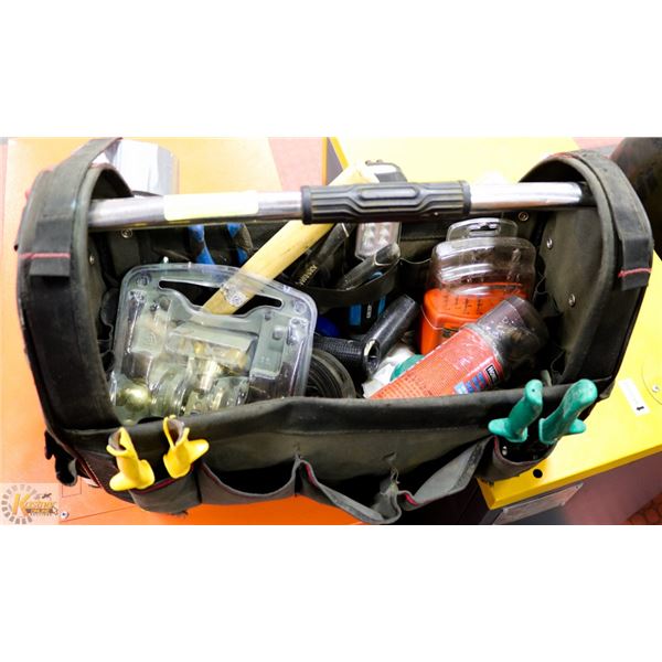 FABRIC TOOL BOX WITH SMALL SELECTION HAND TOOLS