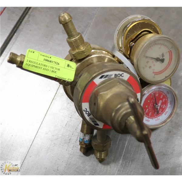 2 REGULATORS 1 VICTOR EQUIPMENT AND 1 BOC