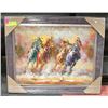 Image 1 : OIL ON CANVAS R SANFORD HORSE RACES SIGNED