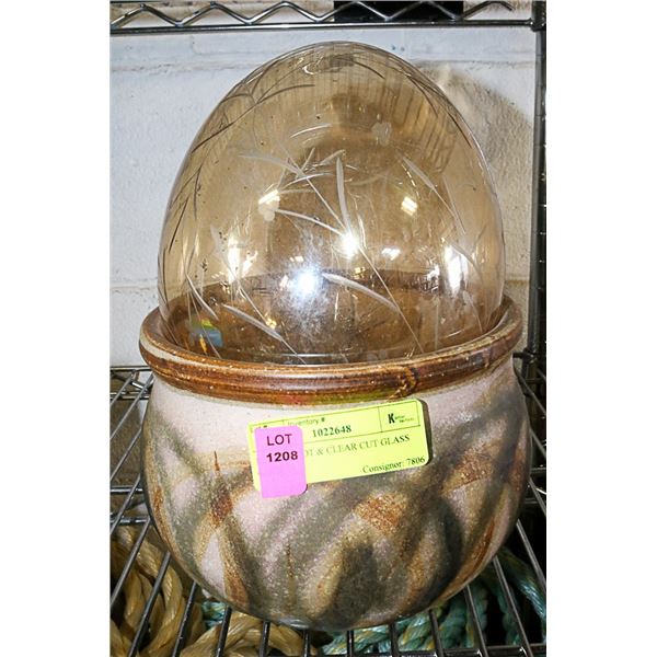 FLOWER POT & CLEAR CUT GLASS GLOBE