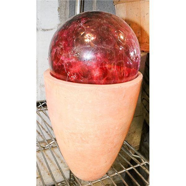 FLOWER POT AND RED GLASS GLOBE
