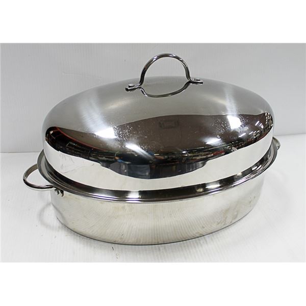 LAGOSTINA LARGE STAINLESS STEEL ROASTER WITH LID