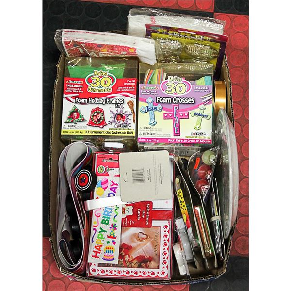 BOX OF NEW ASSORTED CRAFTS & CARDS