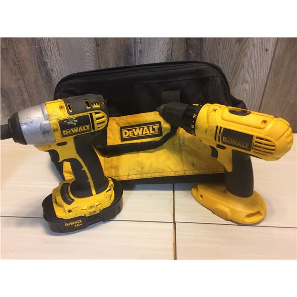 DEWALT 18V SET C/W BAG, 1/2"  H.DRILL, 1/4"