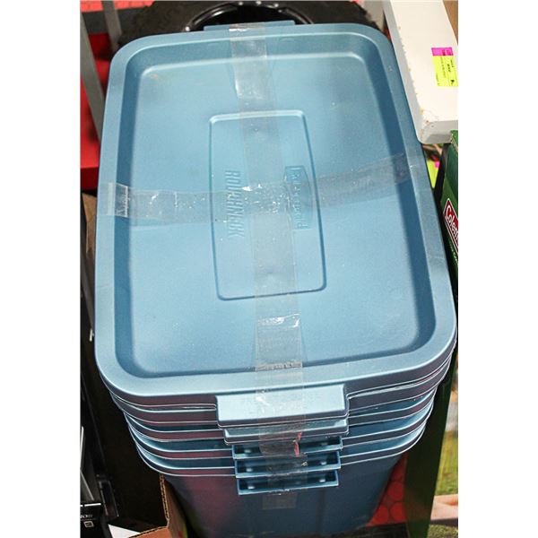 BUNDLE OF 4 RUBBERMAID ROUGHNECK TOTES WITH