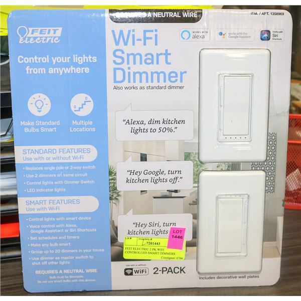 FEIT ELECTRIC 2 PK WIFI CONTROLLED SMART DIMMERS