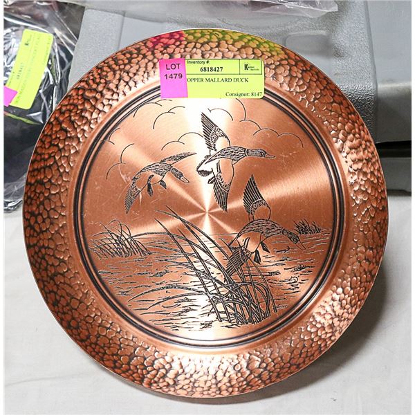 SOLID COPPER MALLARD DUCK PLATE