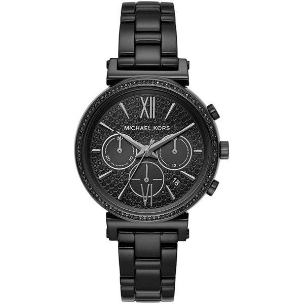 NEW MICHAEL KORS BLACK TRIPLE CHRONO MSRP $370