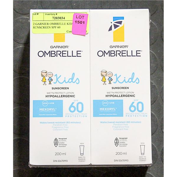 2 GARNIER OMBRELLE KID'S SUNSCREEN SPF 60