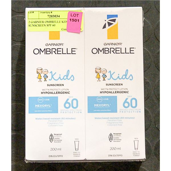 2 GARNIER OMBRELLE KID'S SUNSCREEN SPF 60