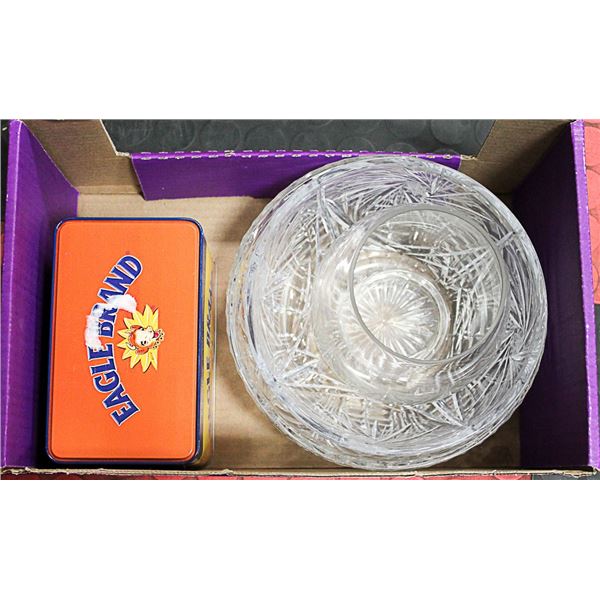 BOX OF CRYSTAL, GLASS AND MORE