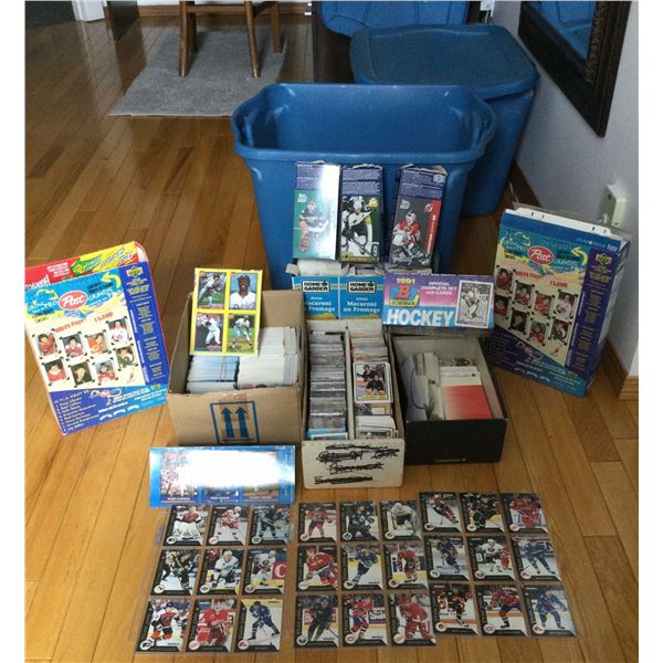 CONTAINER OF SPORTS CARDS AND COLLECTIBLES