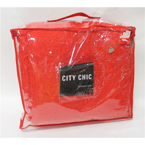 NEW QUEEN RED QUILT