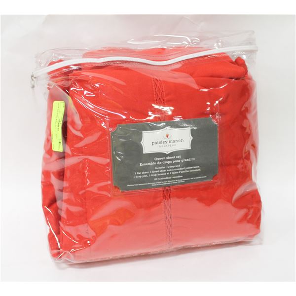 NEW QUEEN RED SHEET SET