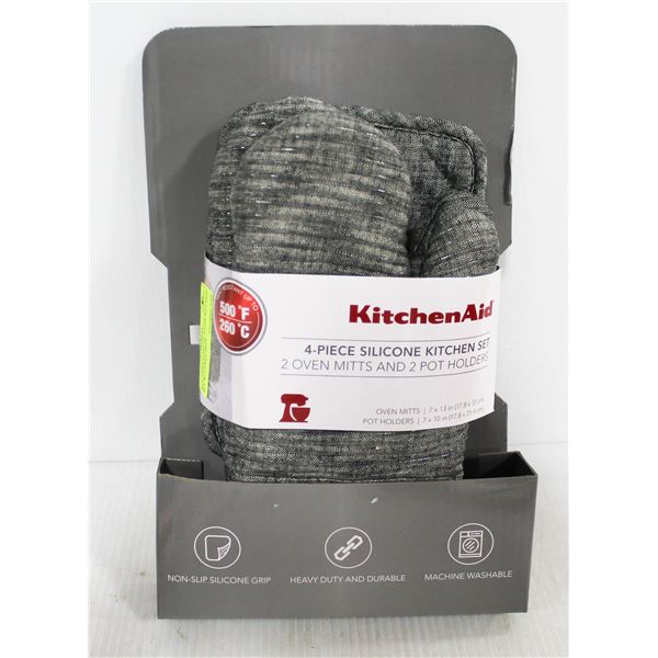 KITCHENAID 4PC SILICONE KITCHEN SET W/ 2 OVEN MITS