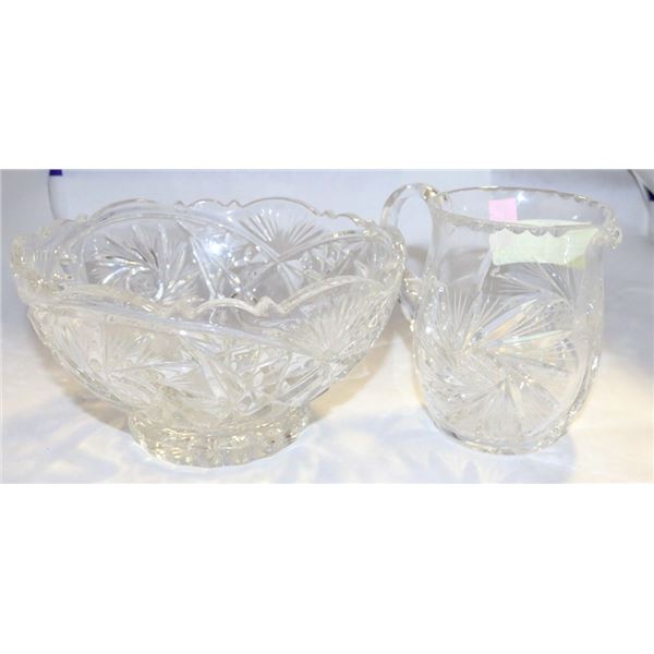 PINWHEEL CRYSTAL WATER JUG & LARGE FRUIT BOWL