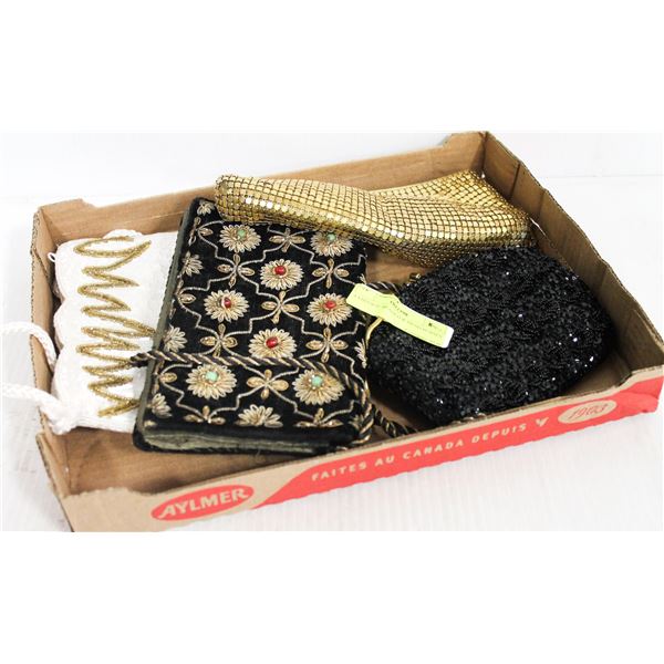 4 VINTAGE BEADED & MESH PURSES
