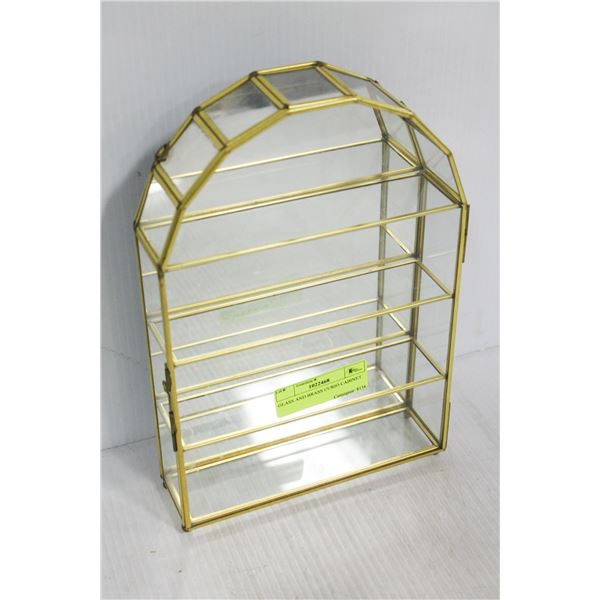 GLASS AND BRASS CURIO CABINET