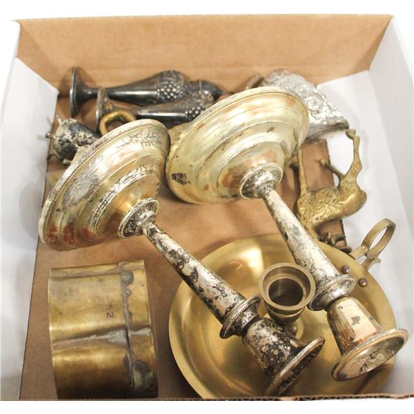 LOT OF SILVER & BRASSWARE
