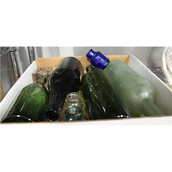 LOT OF ANTIQUE BOTTLES & INK WELLS