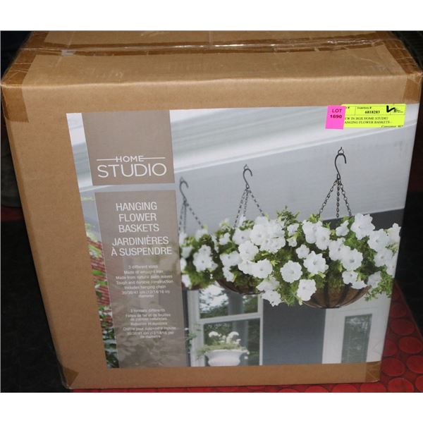 NEW IN BOX HOME STUDIO HANGING FLOWER BASKETS -