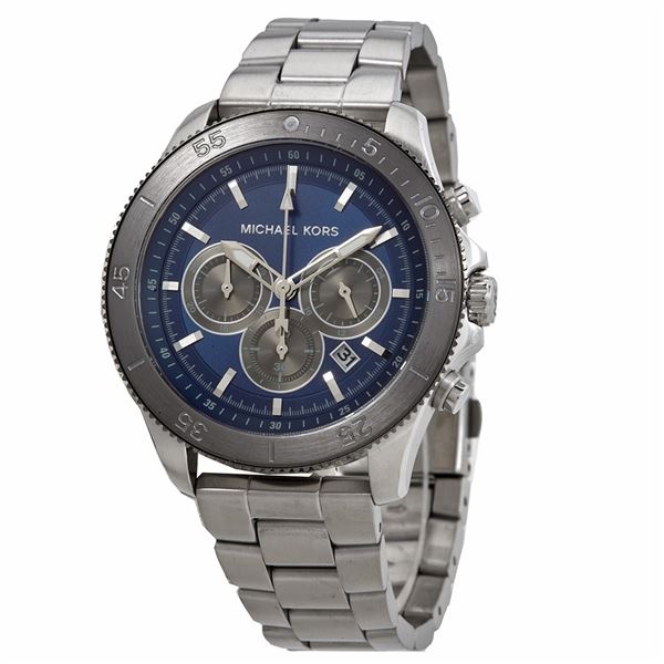 NEW MICHAEL KORS TRIPLE CHRONO BLUE DIAL MSRP $350