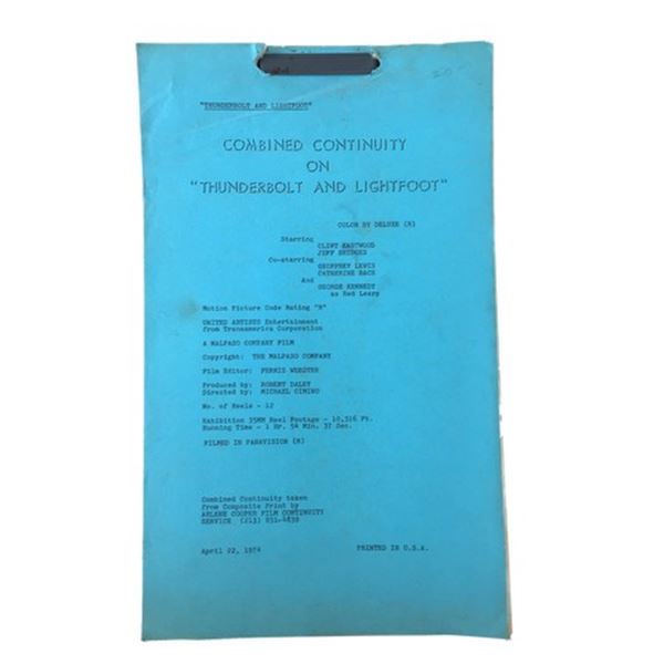 Thunderbolt and Lightfoot (1974) Combined Continuity Screenplay